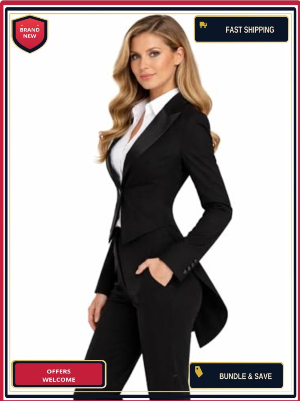 Women's Retro Tailcoat Tuxedo Jacket Cosplay Party Victorian Steampunk